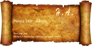 Heszler Ákos névjegykártya